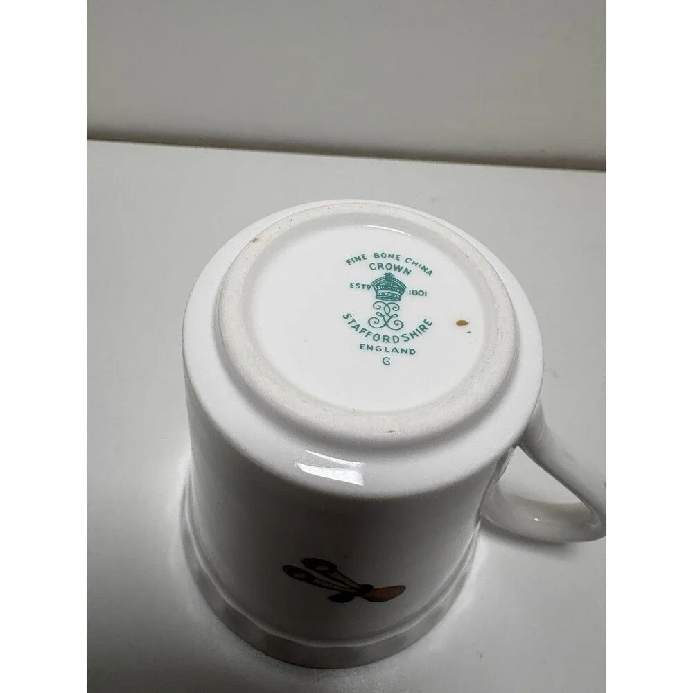 Pair Staffordshire Tea Cups Antique Benz 1898 Daimler 1886 Fine Bone China